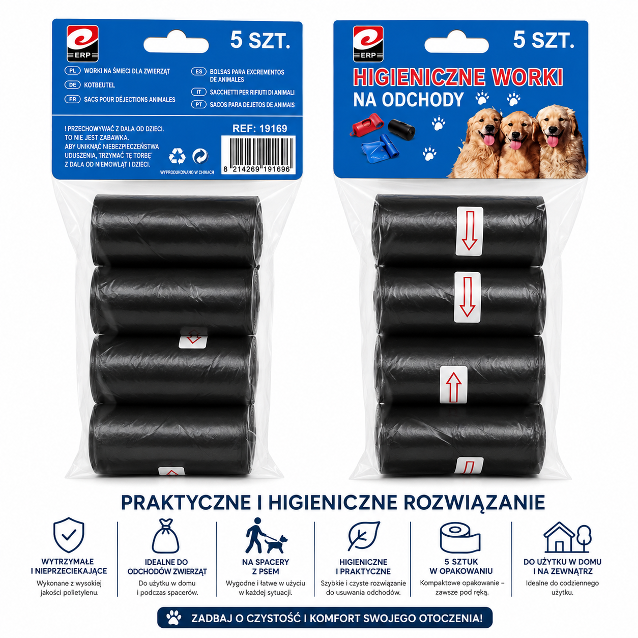 Disposable Polyethylene Silver Dog Waste Bags