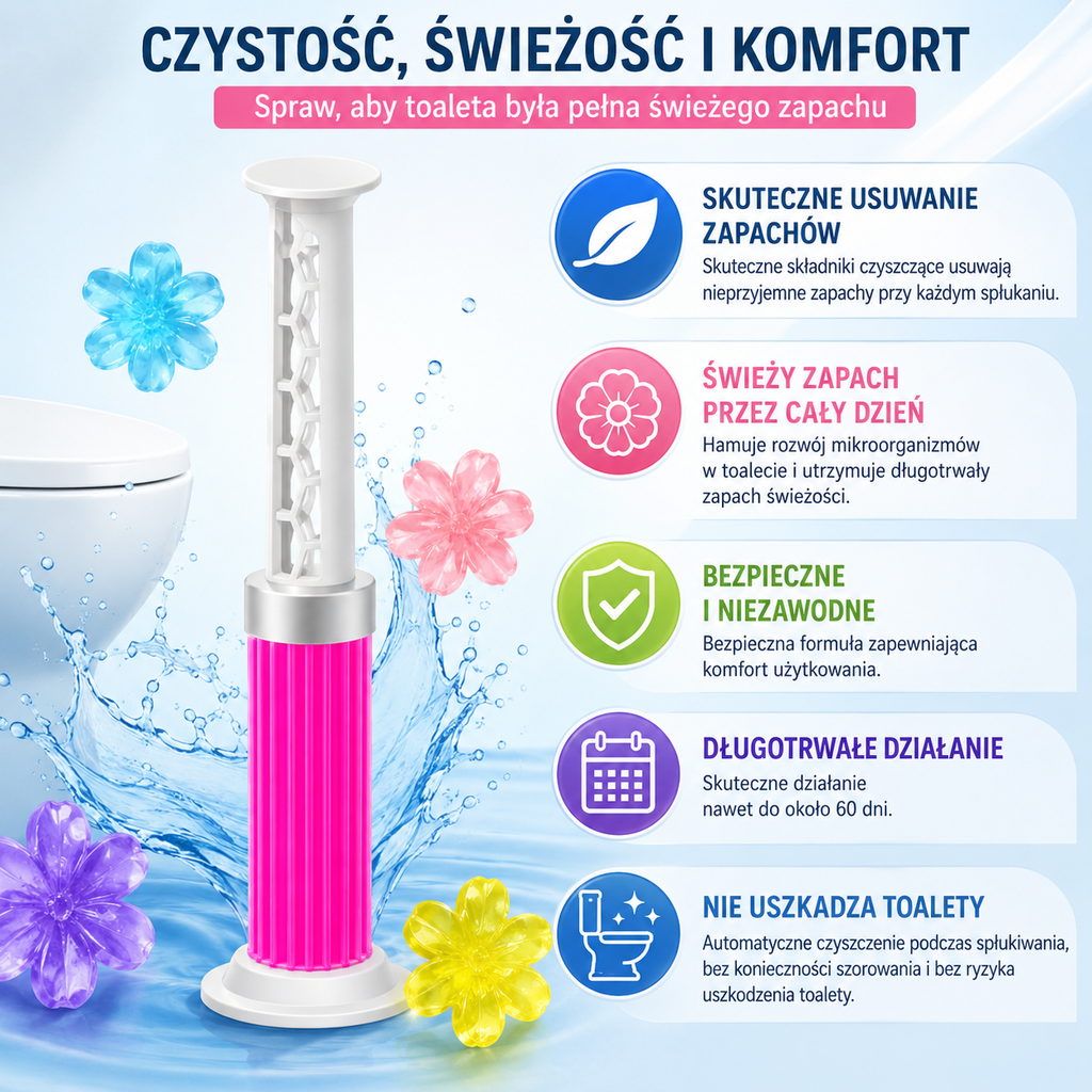 6-in-1 Floral Toilet Cleaning and Refreshing Gel – Effective Odour Removal