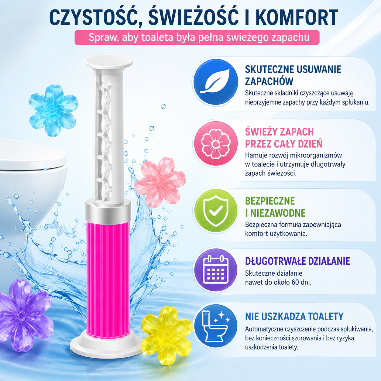 6-in-1 Floral Toilet Cleaning and Refreshing Gel – Effective Odour Removal