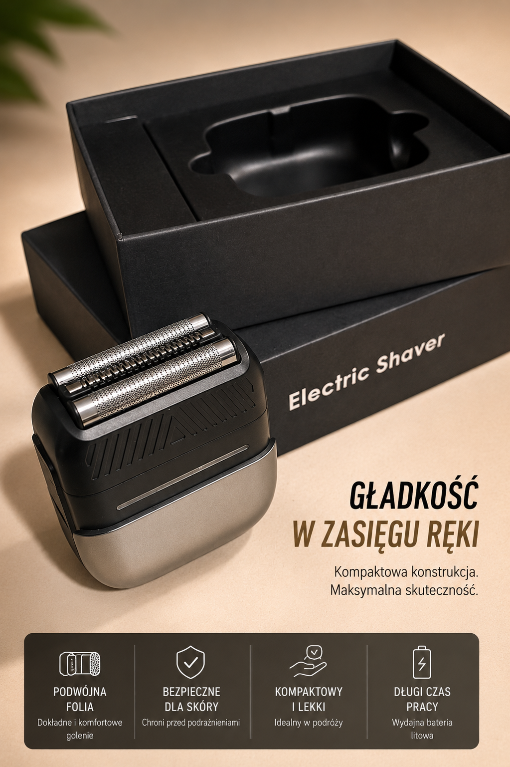 Mini Electric Shaver IPX7 USB – Dual Blade, Compact and Efficient