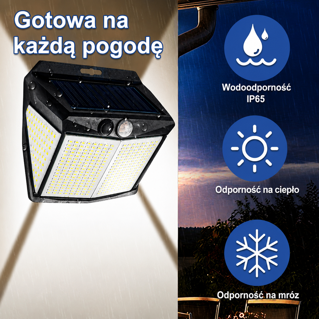 Solar LED wall light 412LED with motion sensor IP65