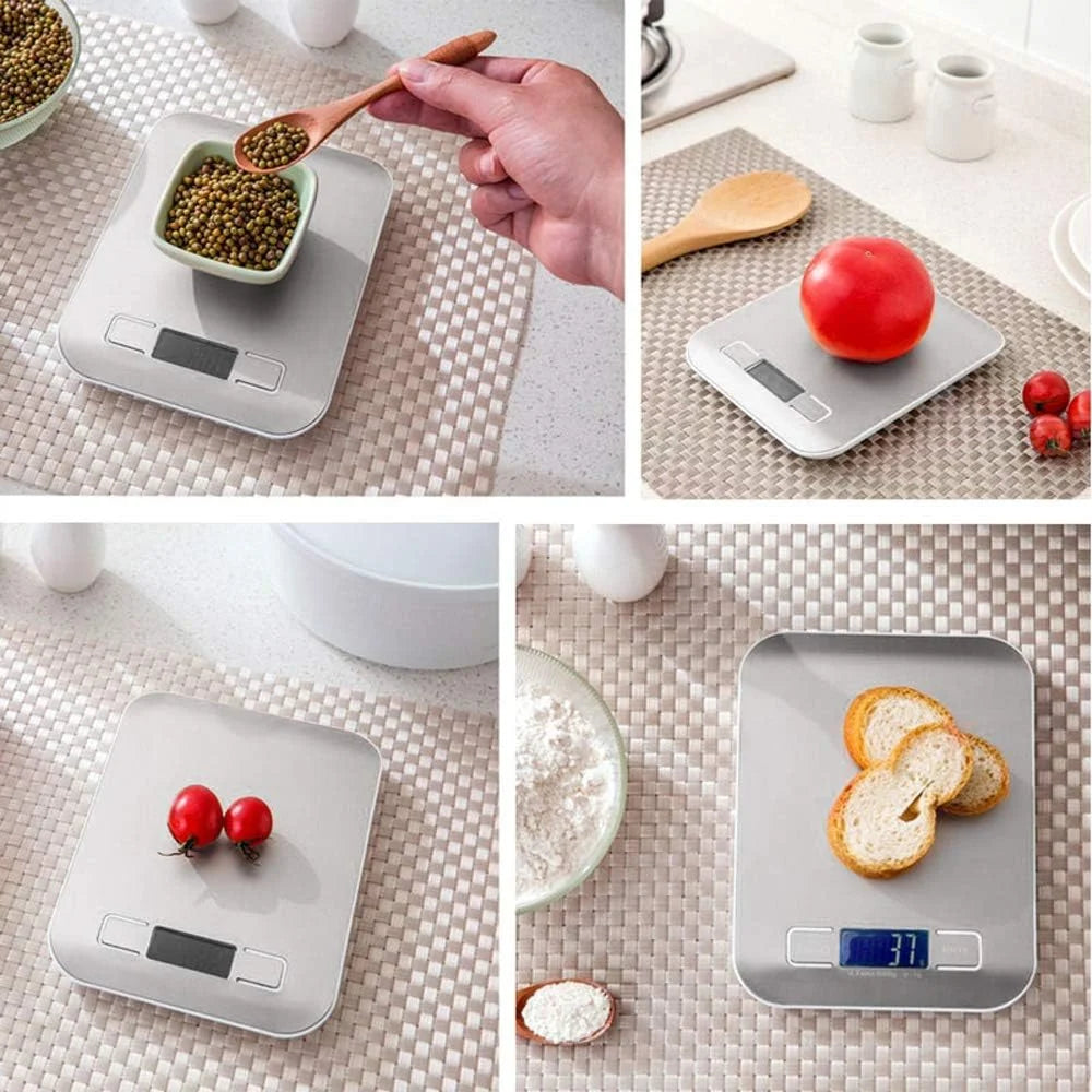 Digital Stainless Steel Kitchen Scale with LED Display and High Precision